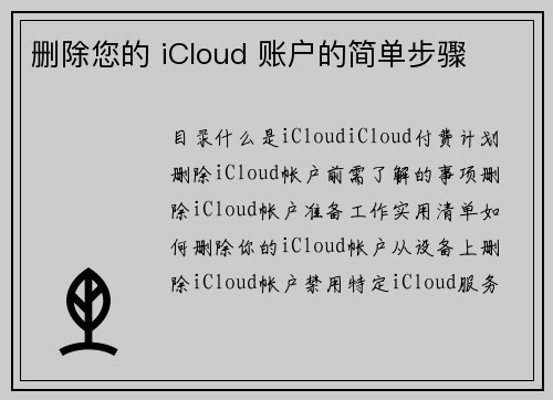 删除您的 iCloud 账户的简单步骤 